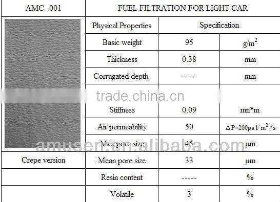 crepe fuel filter paper manufacturer