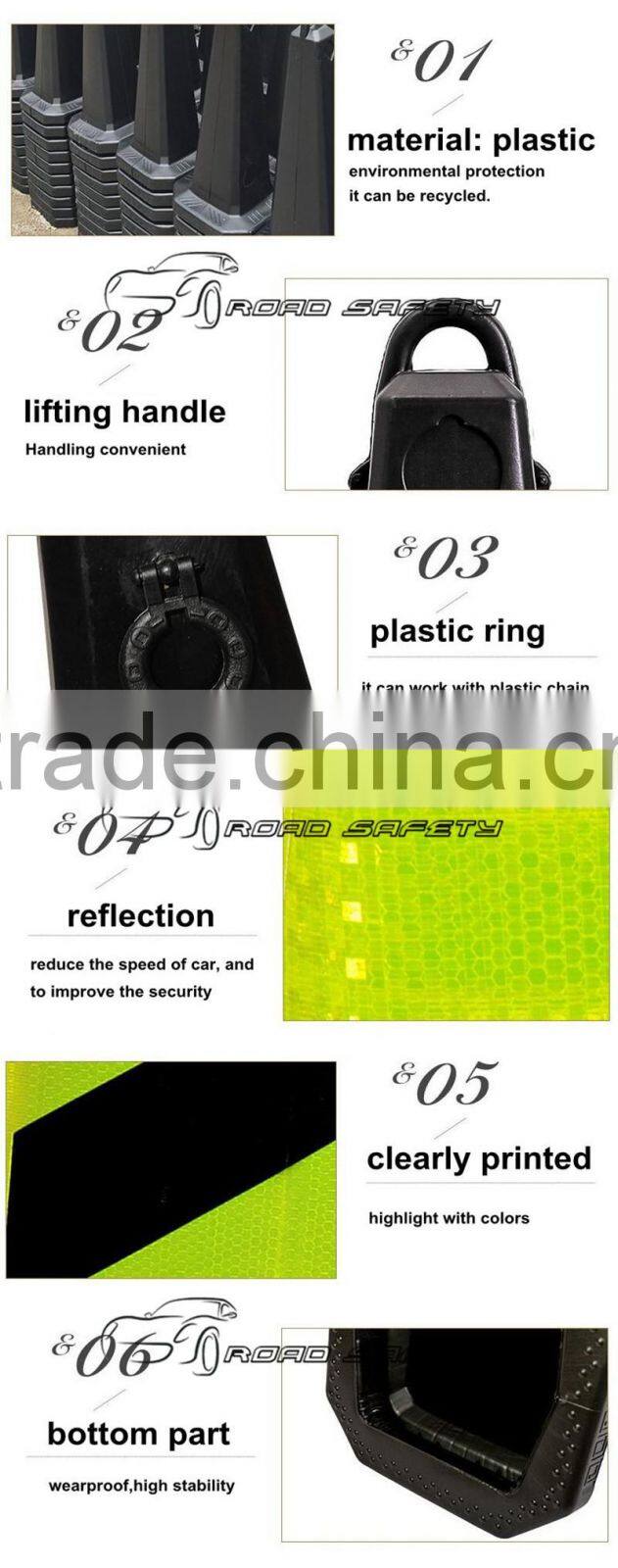 Road construction safety reflective flat traffic cones