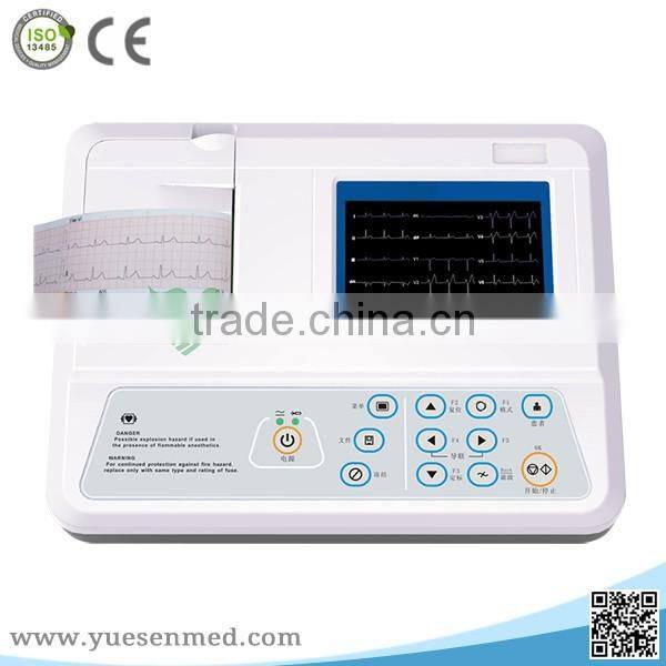 LCD display USB Printer New Digital Portable 3 Channel ECG Machine