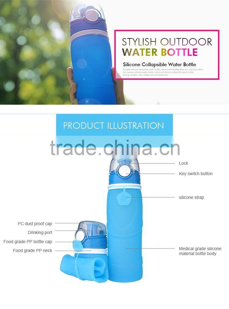 750ml Collapsible Silicone Water Bottle with air valve