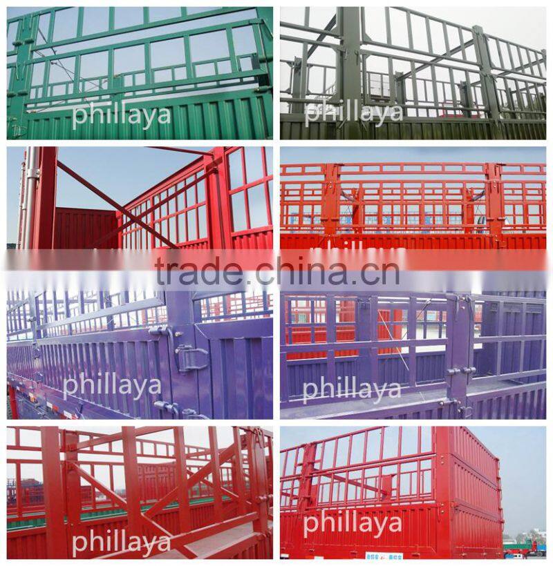 Step wise type gooseneck store house bar trailers/stake animal transport truck steel cage trailer