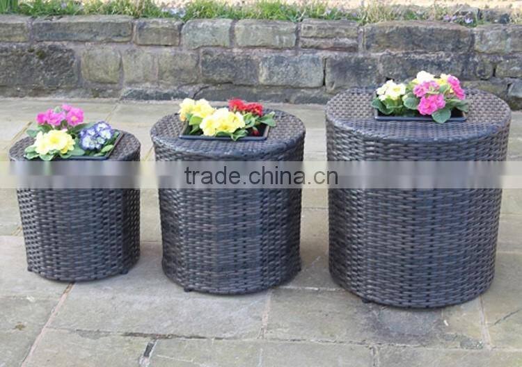 Wholesale set of 3 resin wicker garden round african flower pots