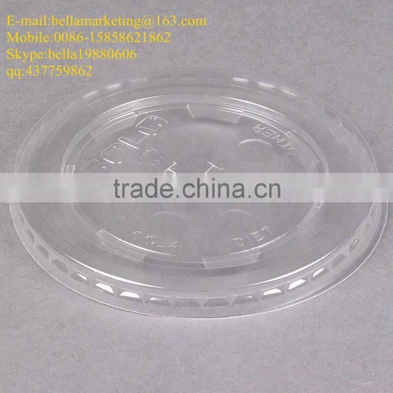 12-24 oz. Clear Flat Plastic Lid with Straw Slot, High-quality cold drink lids