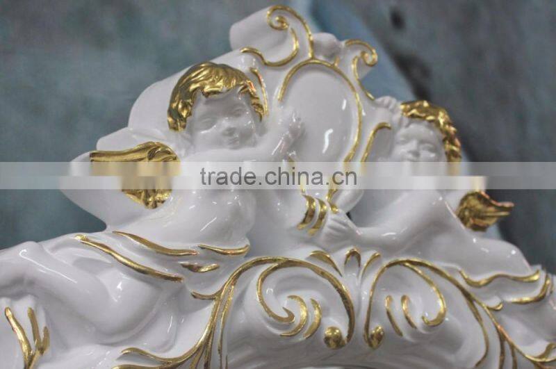 Home decoration exquisite angel carving oval wall mirror