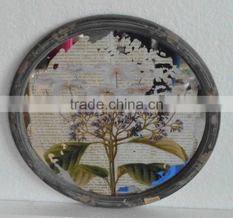 2016 new style rural glass printing with antique wooden frame