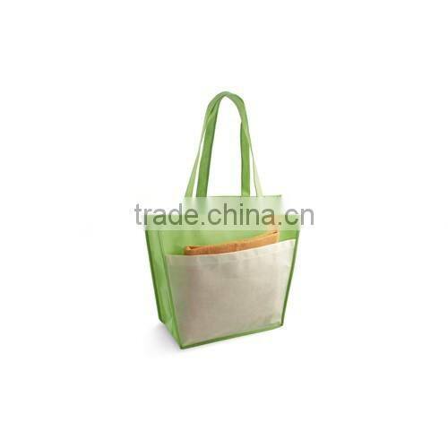 Eco friendly fabric tote shopping bag with big frontal pocket