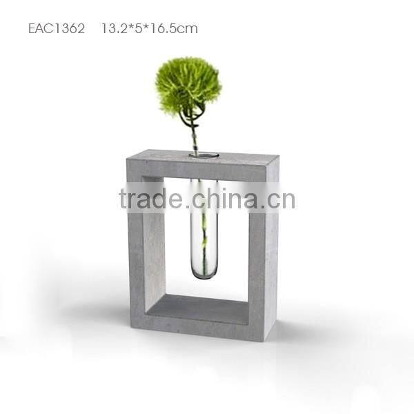 Wholesale Cheap Natural Concrete Cement Tall Decoration Crystal Glass Flower Vase