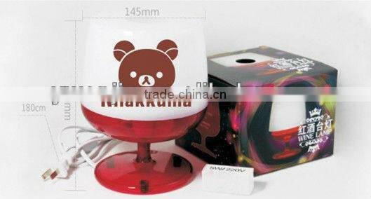 fashion Bear pattern red wine glass night light / lamp