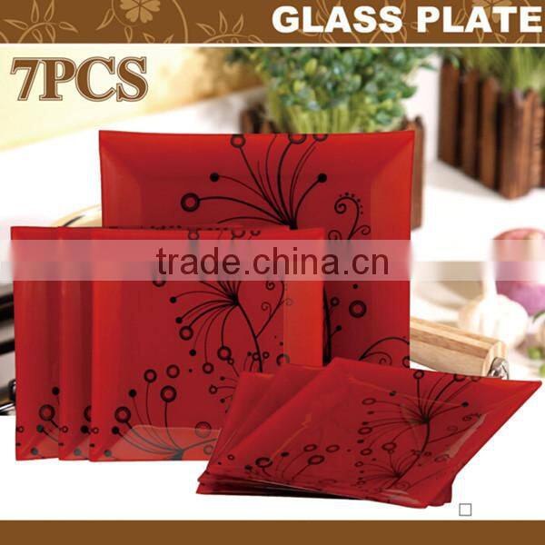 elegant glass plate set with OEM