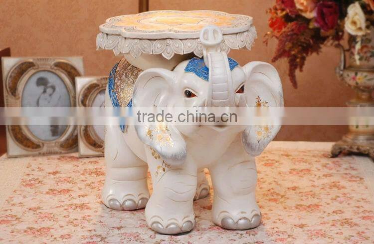 2014 New Products Home Decoration White Resin Elephant Sculpture