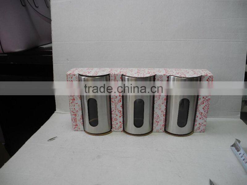 high quality 3pcs semilucent glass spice bottle with display box