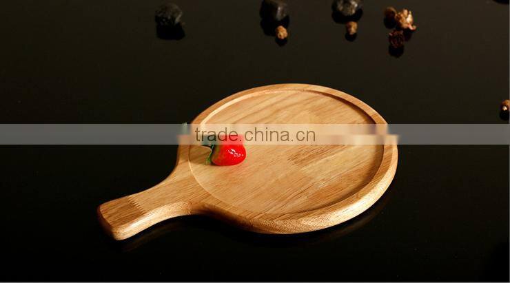 Low moq high quality wooden round pizza board with handle