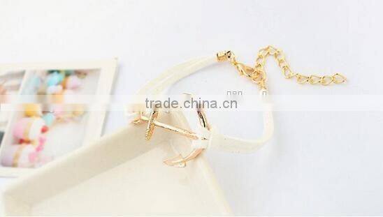 bracelet women 2017 leather bracelet anchor bracelet