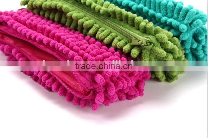 Plush Chenille Pencil bag , Furry pencil bag , Novelty pencil bag