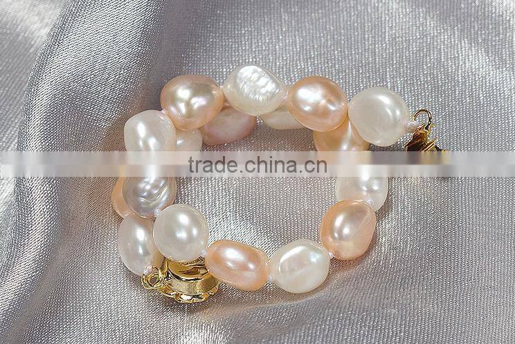 mother's gift 9-10mm multicolor baroque freshwater pearl bracelet