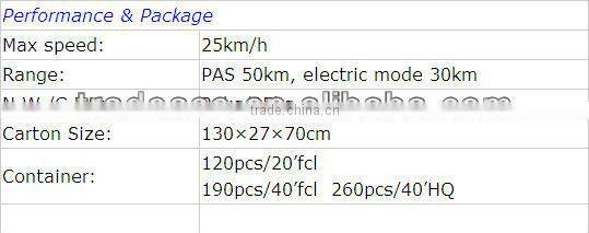 2014 new model 36v 10ah with ce en15194 Lithium battery electric bike
