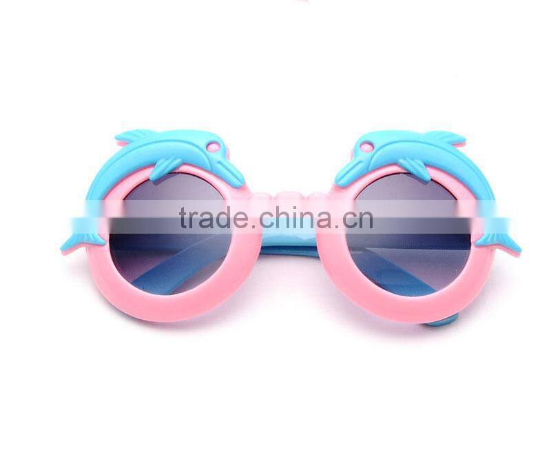 2015 Hot-selling Plastic Dolphins Glasses Fashionable Kids Sun Glasses Cheap Children Sunglasses