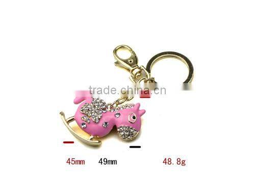 Wholesale Custome Pink Enamel Cute Poppy Horse Charm Keychain KY07-0030