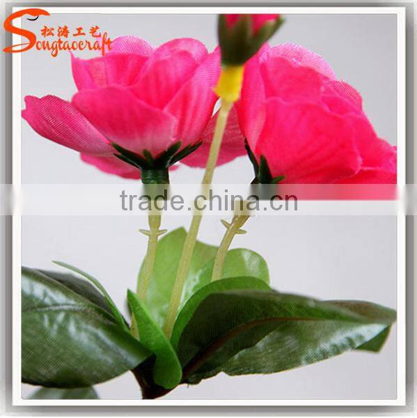 Wholesale plastic bonsai with china imported fabric artificial silk rose flowers tree