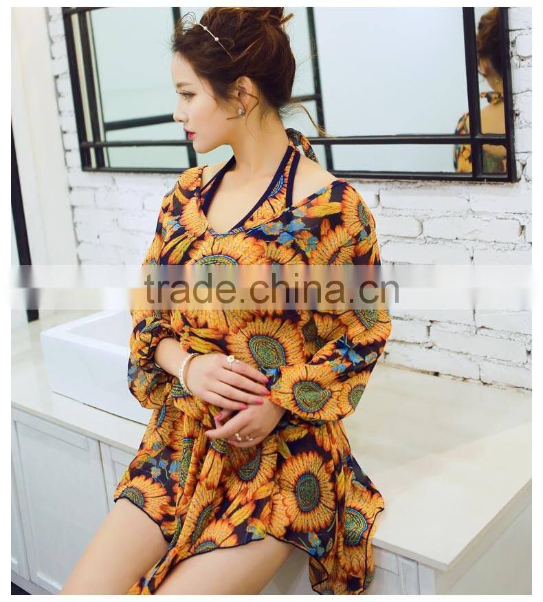 Sexy Sailed Women Sports Padded Bikini Swimwear with mixed print