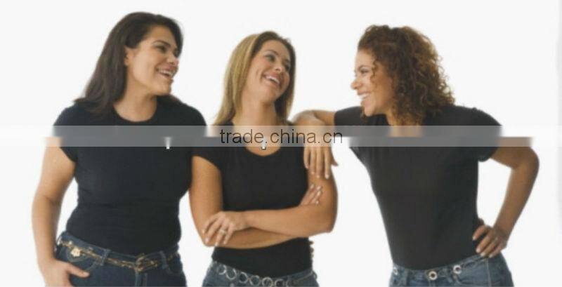 PLAIN WOMEN FITTED BLACK T-SHIRT 100% COTTON