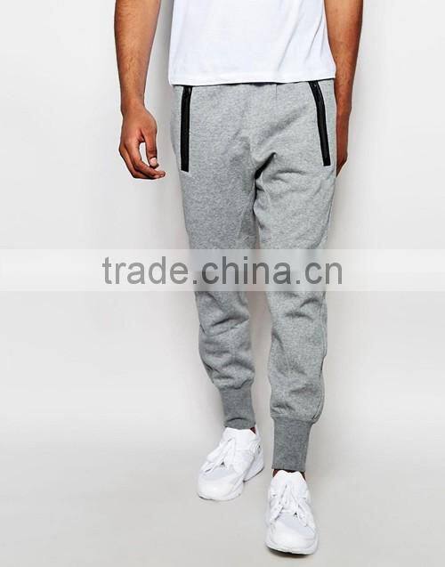 Wholesale mens grey blank slim fit sweat pants, jogger trousers/joggers custom