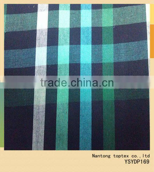 2014 new cotton fabric yarn dyed checks indigo dye