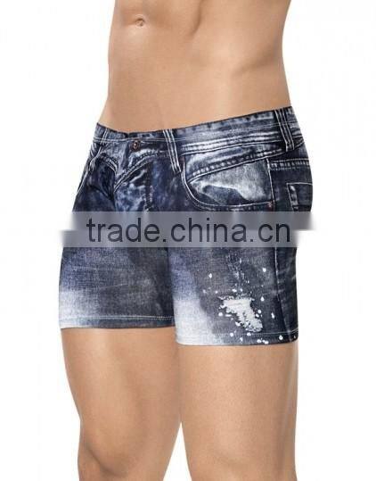 New Arrival Vivid Jeans Print Mens Underwear Boxer Vivid Slim Sexy Fashion Spandex Undergarments
