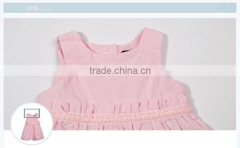 Winter Latest Dress Designs Corduroy Cotton Fashion Children Girls Dresses Pink Baby Elegant Birthday Party Dress
