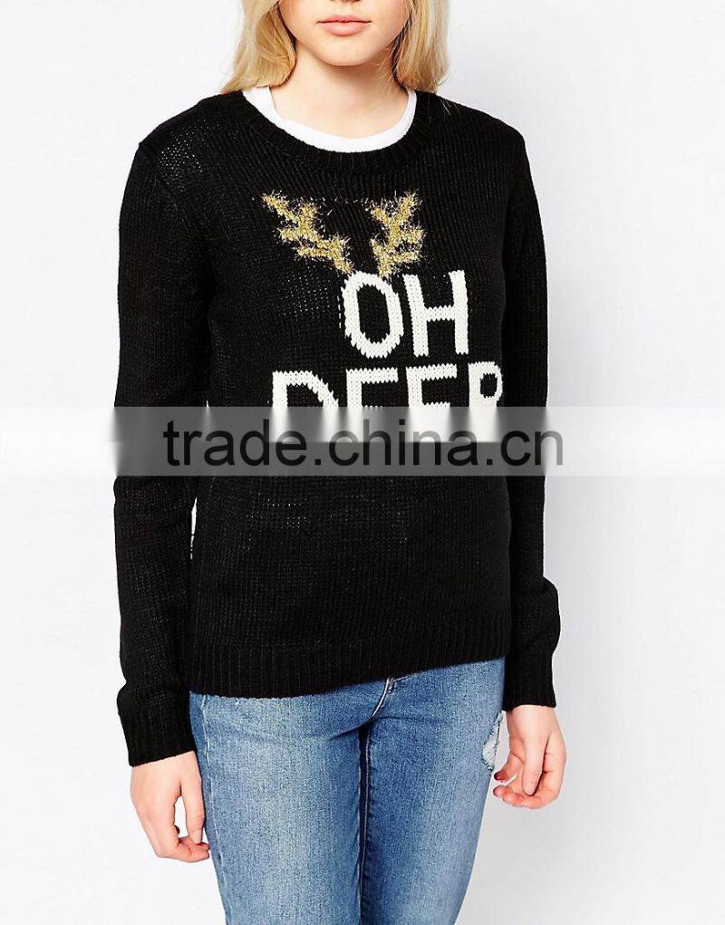 Fashion Women Christmas Novelty Knitted Top New Christmas