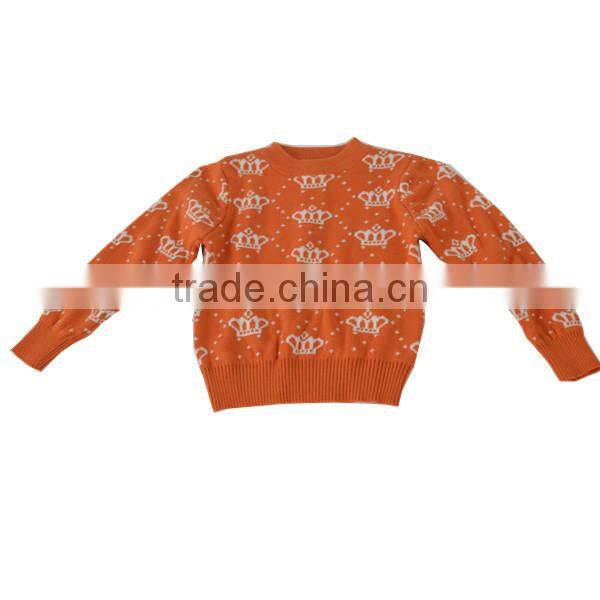 2014 New girl's allover jacquard pullover sweater