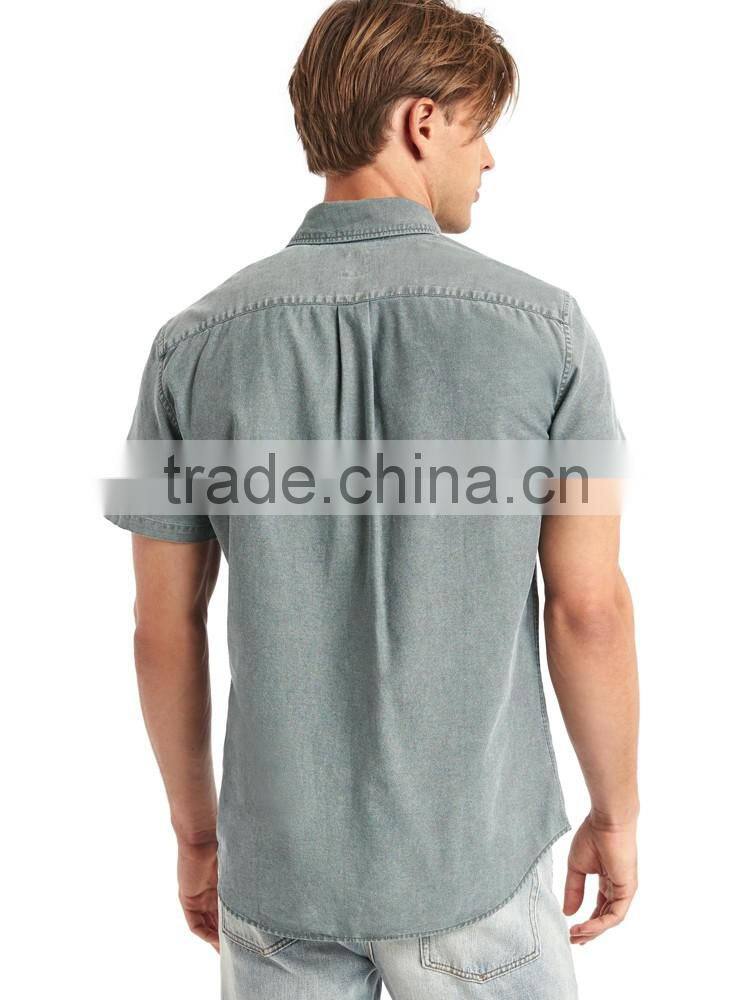 High quality wholesale casual short sleeve chambray mens dri fit shirts