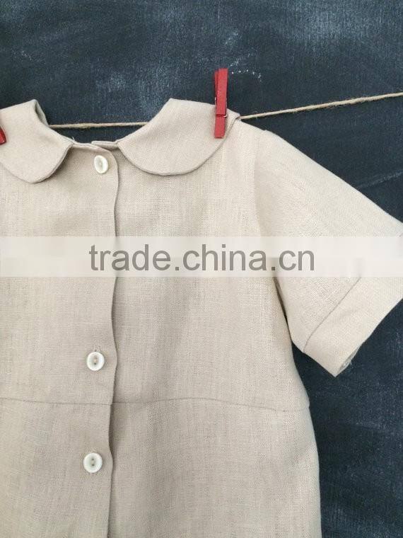 Boys Linen Romper Infant Baby Linen Jon Jon Shortall Toddler Baptism Outfit