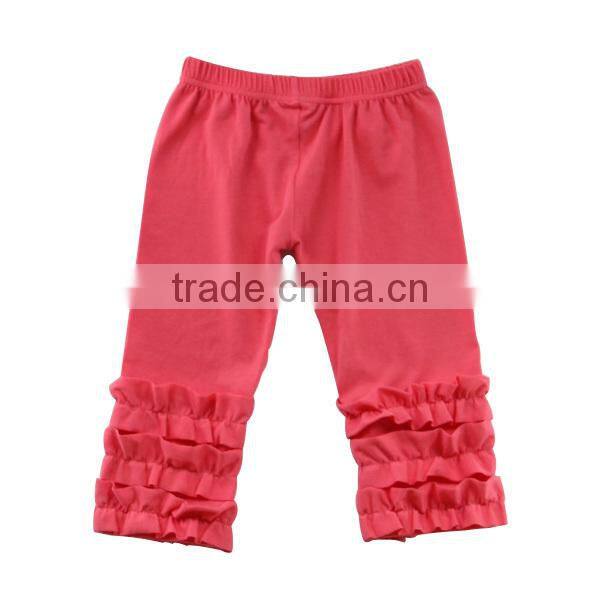 Wholesale toddler leggings fitting ruffle boutique girls pants kids cotton pants