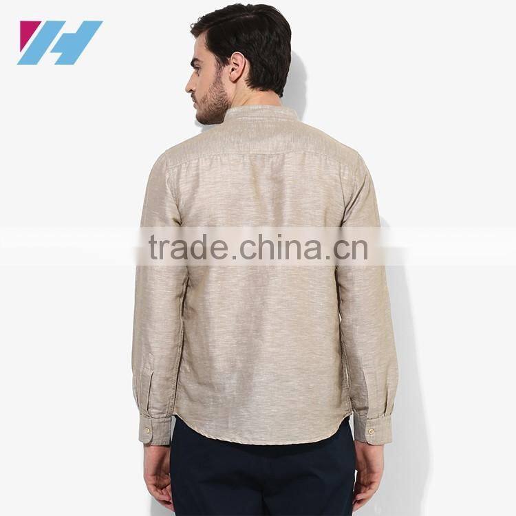 Men's Clothing Long Sleeve Beige Casual Kurta Designs For Men