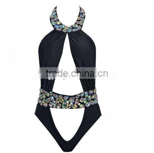 M860 Runwaylover2016 ladies sexy dazzling diamond bikini one piece swimwear
