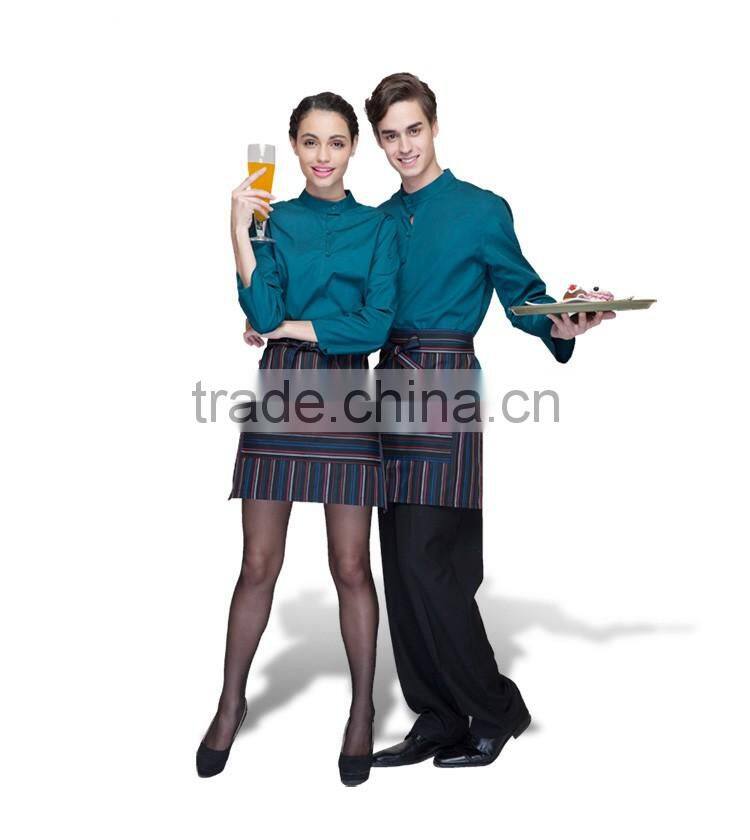 Juqian wholesale Cheap 3/4-sleeve quality green waitress uniform pattern sets