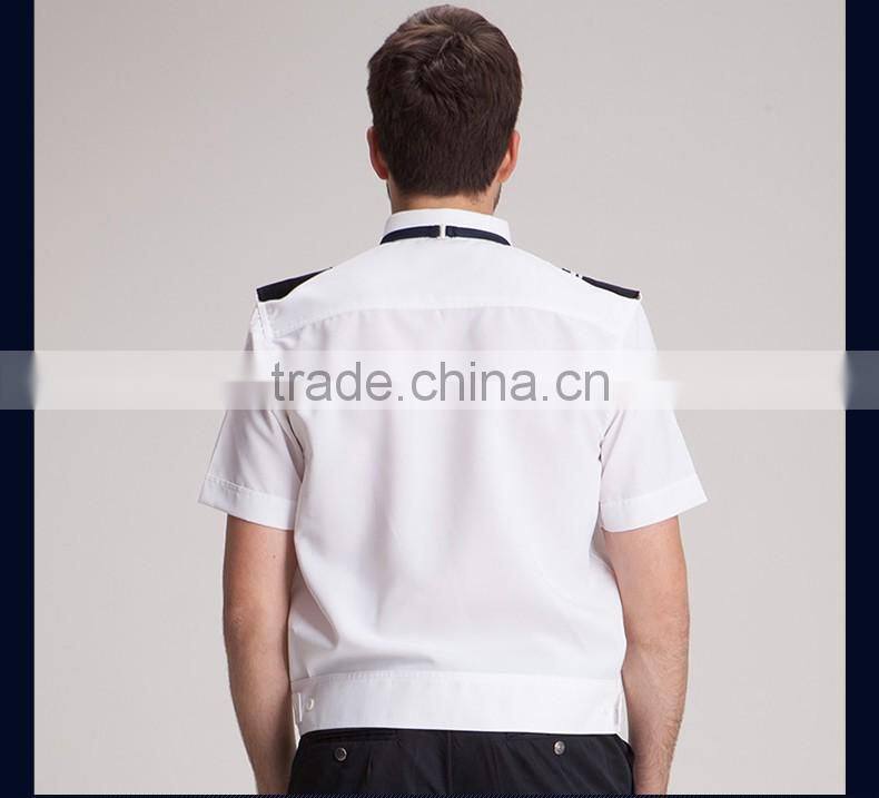 Customized Men's Security Guard Dress Uniform/Cheap Security Shirt/ White Design Security Guard Wear