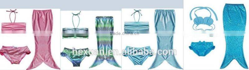 2017 Sexy Swimwear Custom Girl's 3pcs Mermaid Tail Rainbow Princess Bikini Children Bathing Suit Child Cute Swimsuit Kids