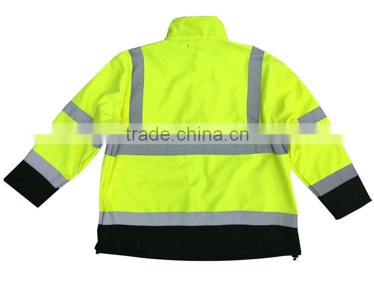 Hi vis waterproof soft shell safety reflector jacket with EN20471