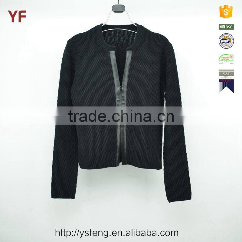 Fashion Knit Leather Sweater For Women