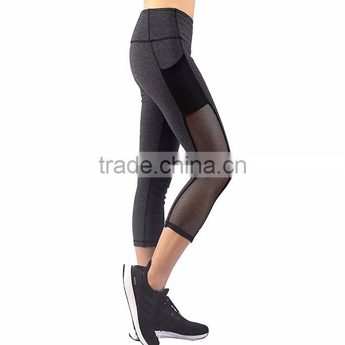 Factory OEM custom women's mesh short workout capri yoga pants