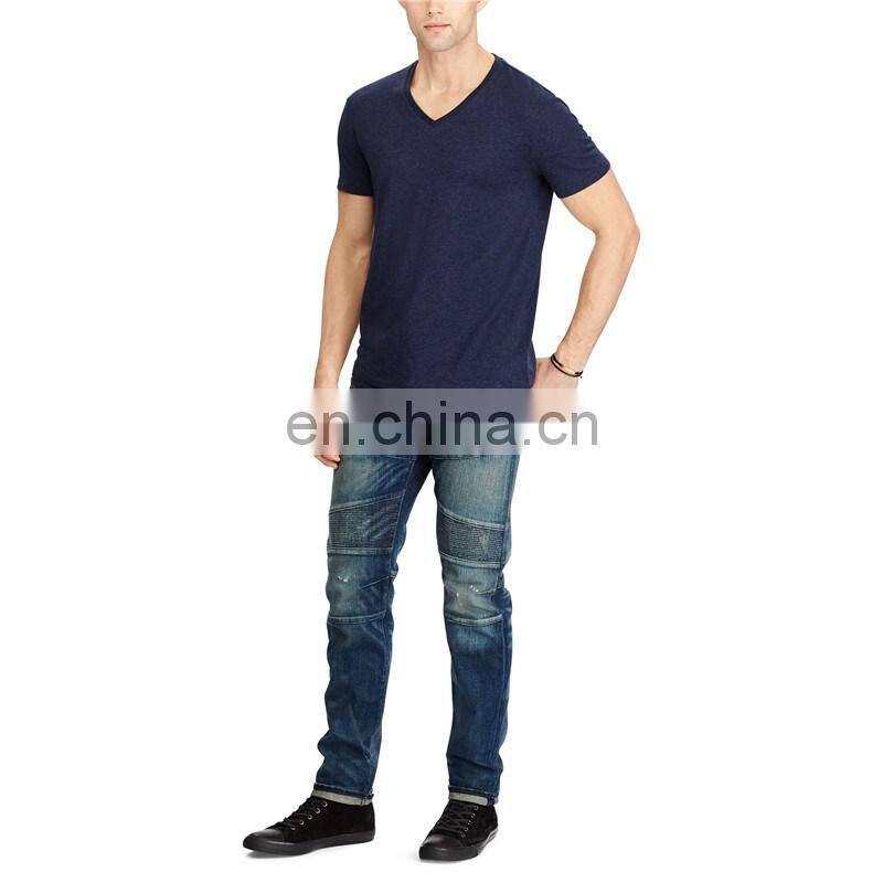 OEM clothing manufacturing v shape collar jersey t shirt