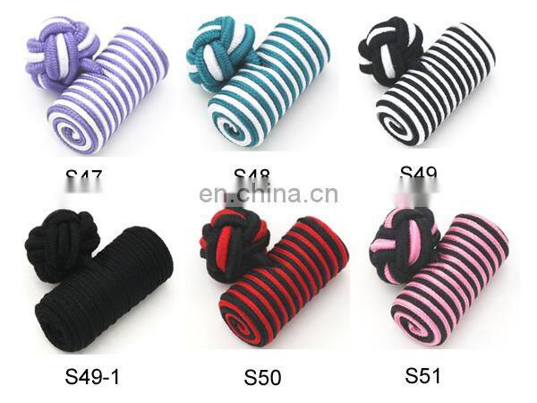 New fashion Cylinder shape silk knot cufflinks color can be mixed handmade