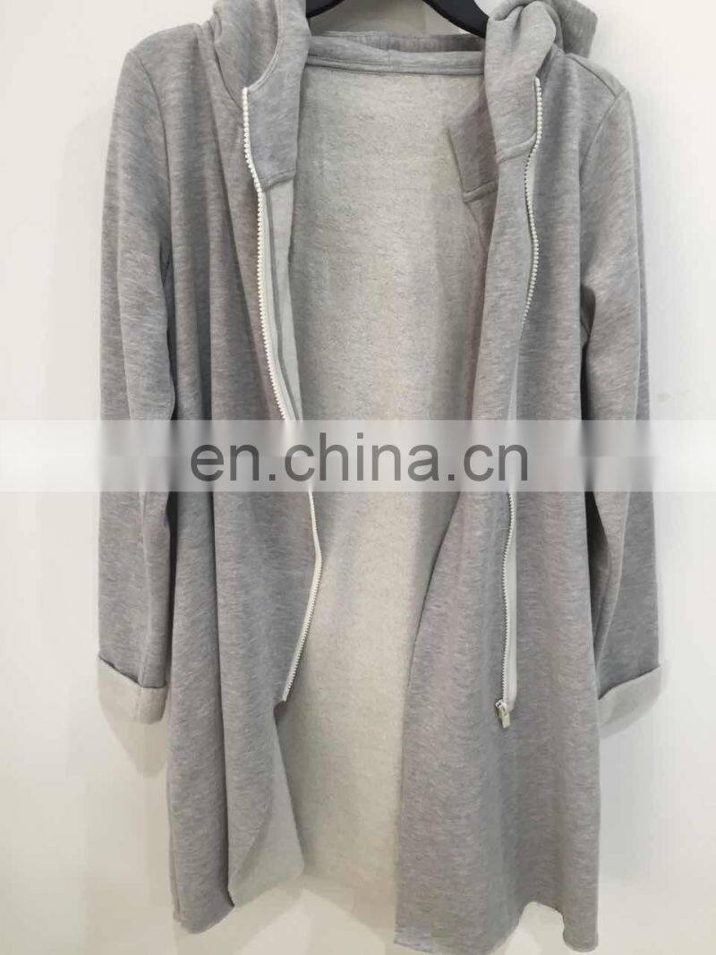 Flannelette hooded long zipper jogging-top