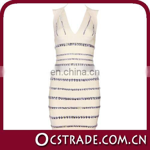 2014 v neck halter beaded cream cocktail dresses plus size