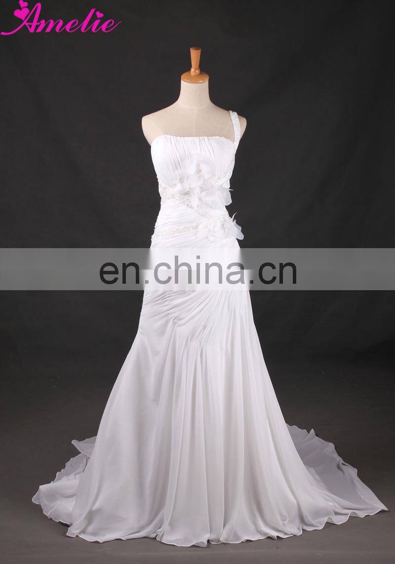 Real White Elegant Chiffon Fabric Wedding Dress