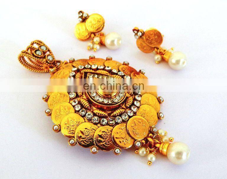 Kundan Pendant set-Indian bollywood Fashion Jewelry-wholesale Imitation Jewelry-party wear Jewellery