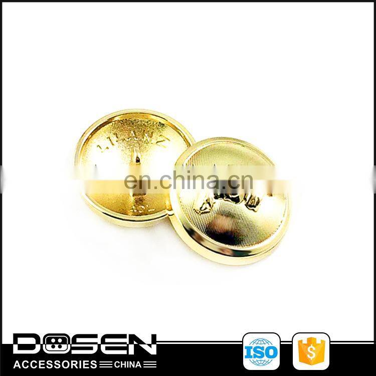 Vintage Large Metal Dome Button Gold Custom Logo Embossed Sewing Shirt Button With Shank For Clothing Garment Coat Blazers Bag
