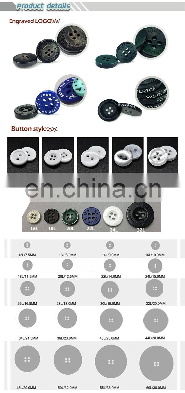 custom fancy clothing resin sewing plastic shirt buttons